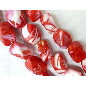 Plated lampwork glass bead, erose, approx 13x17mm