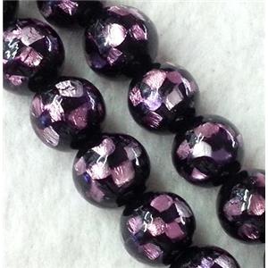 lampwork bead within silver foil, round, 20mm dia