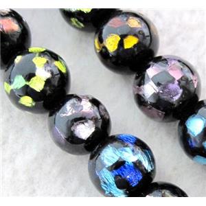 lampwork bead within silver foil, round, mixed, 20mm dia