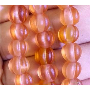 matte lampwork bead, pumpkin, approx 20mm dia