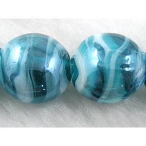 Lampwork glass bead, flat round, 16-17mm dia