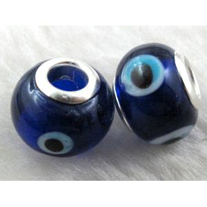 evil eye beads, lampwork glass, 14mm dia, hole:5mm