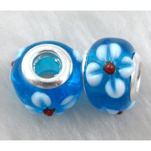 beads, lampwork glass, 14mm dia, hole:5mm