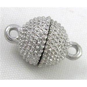 Magnetic Clasp for bracelet, necklace, platinum plated, approx 8mm dia