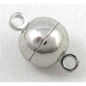 Magnetic Clasp for bracelet, necklace, platinum plated, approx 12mm dia