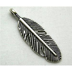 Tibetan Silver leaf Pendants Non-Nickel, 30mm length