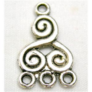 Tibetan Silver Pendant Non-Nickel, 12x21mm