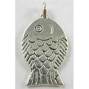 Tibetan Silver Zinc Fish pendant Non-Nickel, 14x25mm