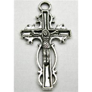 Tibetan Silver Latin Crosses non-nickel, 19x30mm