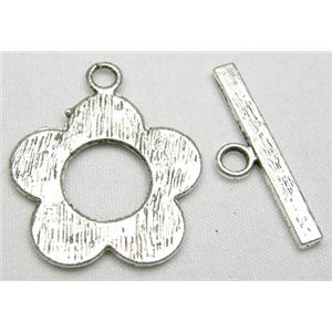 Tibetan Silver toggle clasps non-nickel, ring:20mm dia, stick:23mm length