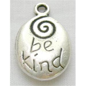 Tibetan Silver Charms Non-Nickel, 20.5mm length