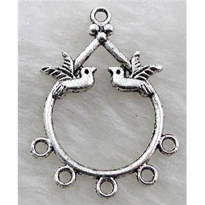 Tibetan Silver chandelier finding non-nickel, 27x36mm