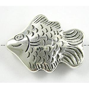 Tibetan Silver Zinc Fish Non-Nickel, 20x25mm, hole:2mm