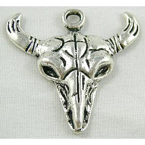 Horn Charm, Tibetan Silver Non-Nickel, 29x28mm