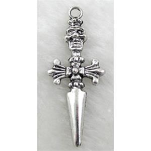 Latin Cross, Tibetan Silver non-nickel, 23x58mm