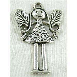 Tibetan Silver Girl Charms Non-Nickel, 24x35mm