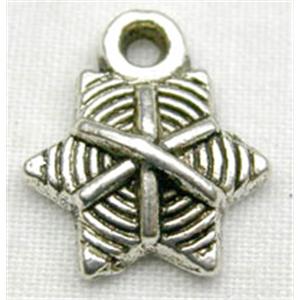 Tibetan Silver Star Pendant Non-Nickel, 11mm diameter