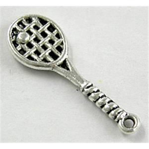 Tibetan Silver Tennis Sports Charm Non-Nickel, 10x28mm