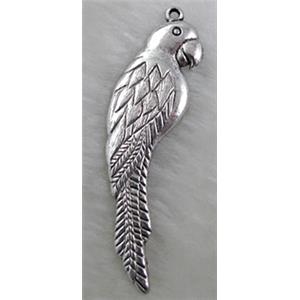 Tibetan Silver parrot pendant Non-Nickel, 20x58mm