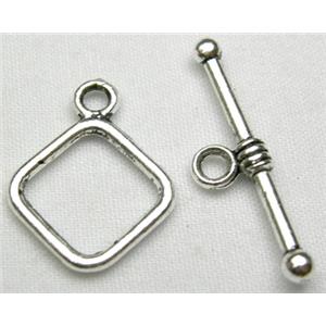 Tibetan Silver toggle clasps non-nickel, ring:18mm dia, stick:24mm length