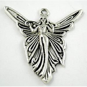 Angle, Tibetan Silver Charm Non-Nickel, 38x38mm