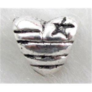 Heart, Tibetan Silver Spacer Non-Nickel, 8.5x8x8mm, hole:5mm