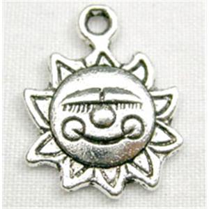 Tibetan Silver Sun Face Non-Nickel, 12mm diameter