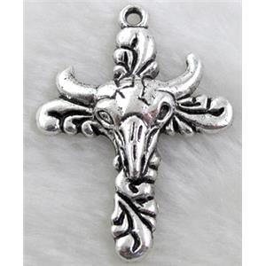 cow Cross, Tibetan Silver non-nickel, 38x50mm