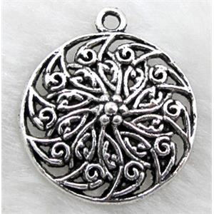 Tibetan Silver Flower pendant Non-Nickel, 25mm dia