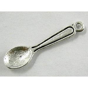 Tibetan Silver Spoon Charm Non-Nickel, 6x23mm