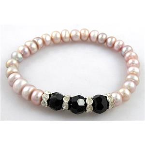 Handcraft Cluster Pearl Bracelet, elastic, approx 6.5-7.5mm, 6.8 inch(17.5cm) length