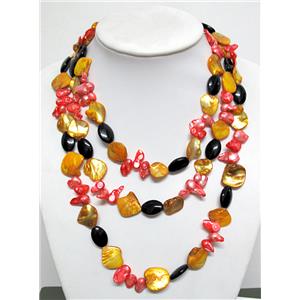 fashion Pearl Necklace with glass, shell bead, 160cm (64  inch) length