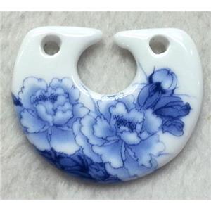 Porcelain pendant, approx 38x42mm