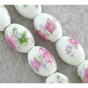 Porcelain barrel beads, approx 10x14mm