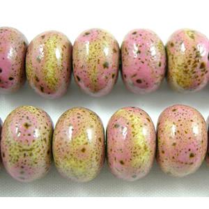 Oriental Porcelain Rondelle Beads, 14mm dia, 10mm  thick, 40pcs per st