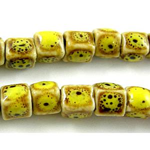 Oriental Porcelain Cube Beads, 7x7x7mm,60pcs per st