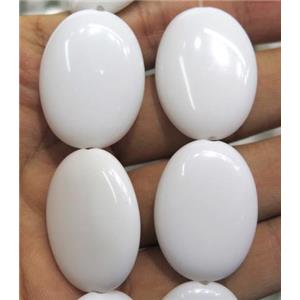 White Porcelain Beads, oval, approx 22x30mm