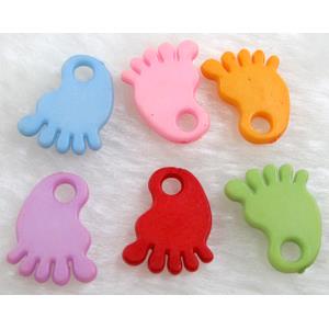 Colorful Plastic Foot Pendant Beads,Mix color, approx 15x18mm, 3600pcs