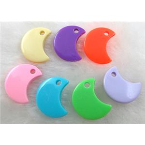 Colorful Plastic Pendant, moon-shape, mixed color, approx 14x18mm, 800pcs