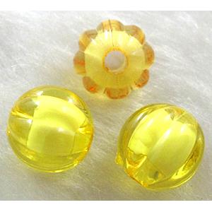 Round Acrylic Bead,Transparent, Yellow, 22mm dia