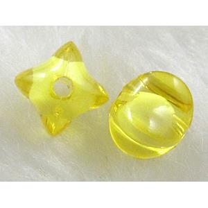 Acrylic Bead,Transparent, Yellow, 9x9mm, approx 2000pcs