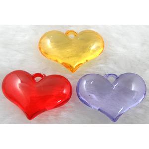 Acrylic pendant, heart, mixed color, 28x20mm, approx 400pcs