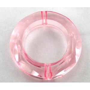 Acrylic bead, ring, transparent, pink, 30mm dia, approx 390pcs