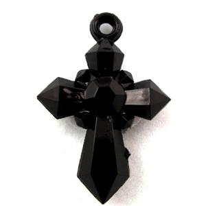 Acrylic pendant, cross, transparent, black, 20x28mm, approx 1300pcs