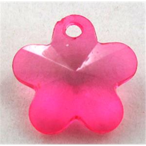 Acrylic pendant, flower, transparent, hotpink, 19mm dia, approx 950pcs