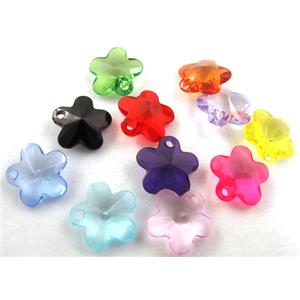 Acrylic pendant, flower, transparent, mixed color, 19mm dia, approx 950pcs