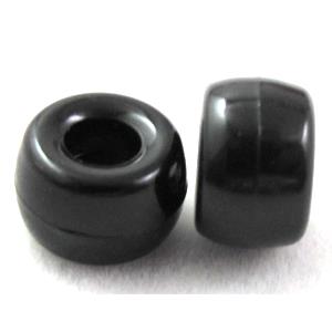 plastic beads, barrel, black, 9x6mm, 4mm hole, approx 1950pcs