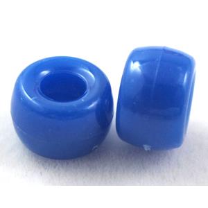 plastic beads, barrel, blue, 9x6mm,4mm hole, approx 1950pcs