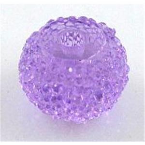 resin rhinestone bead, rondelle, purple, 10mm dia