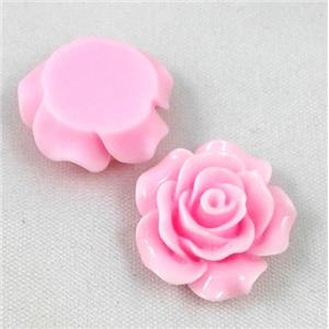 resin bead, rose, flat back, approx 20mm dia